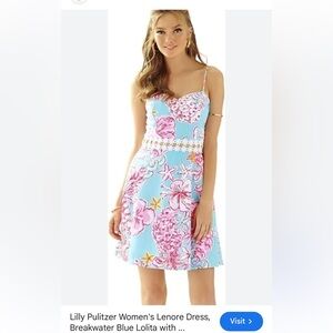 Lilly Pulitzer Lenore Breakwater Blue Lolita dress with adjustable straps pocket